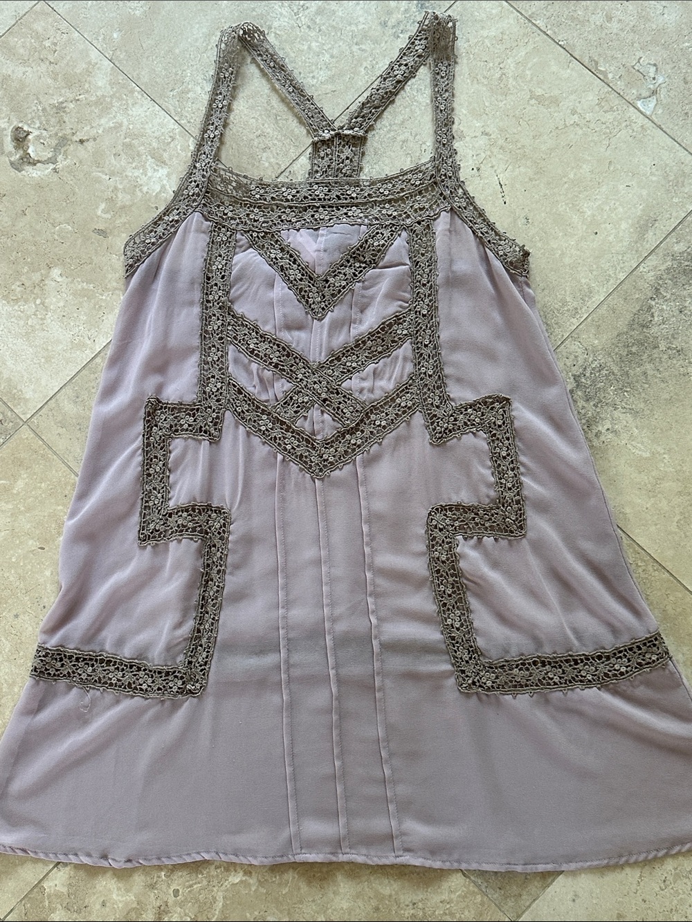 Sparkle & Fade Dusty Lavender Chemise with Crochet Trim
